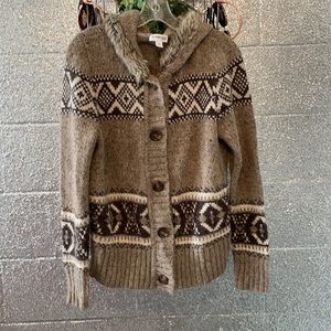 Sweater with fur lined hoodie